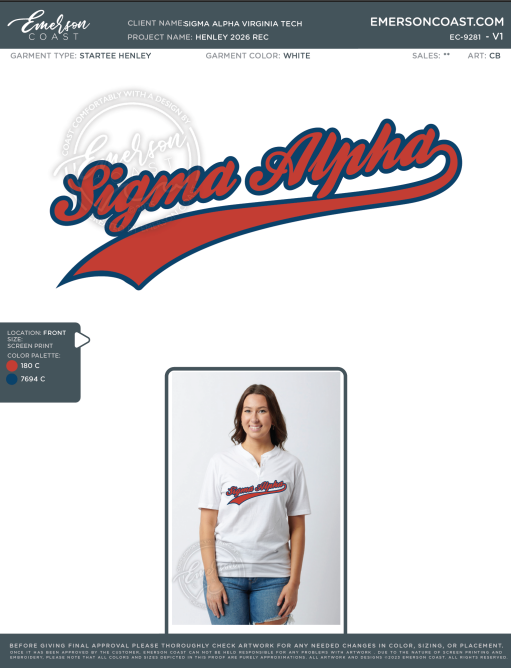 EC-9281 NEW Sigma Alpha Virginia Tech Henley 2026 REC