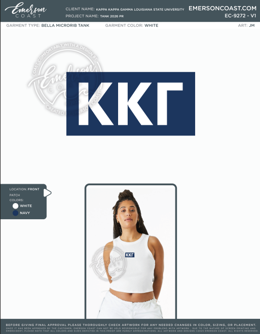 EC-9272 REP Kappa Kappa Gamma Louisiana State University Tank 2026 PR