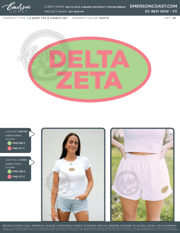 EC-8831 NEW Delta Zeta Auburn University Spring Break Set 2025-PR - SHORTS