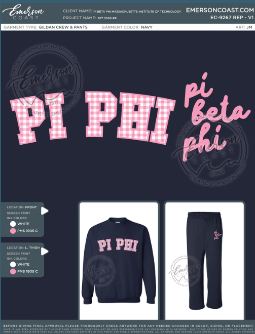 EC-9267 REP Pi Beta Phi Massachusetts Institute of Technology Set 2026-PR - SWEATPANTS