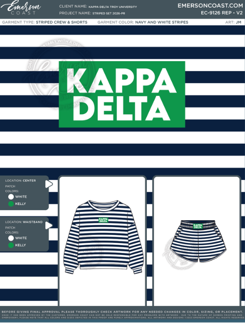 EC-9126 REP Kappa Delta Troy University Striped set 2026-PR