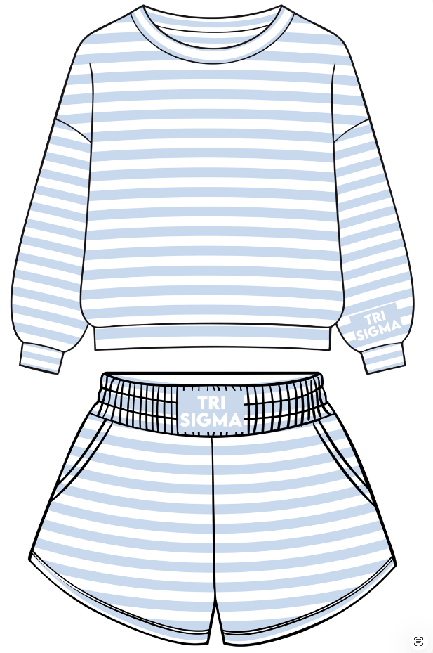 Tri Sigma Light Blue Striped Set