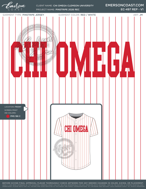 EC-497 REP Chi Omega Clemson University Custom 2026 REC