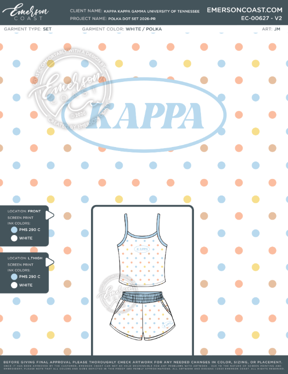EC-00627 Kappa Kappa Gamma University of Tennessee Polka Dot Set 2026-PR