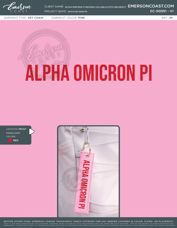 EC-00951 Alpha Omicron Pi Georgia College & State University Keychain 2026-PR