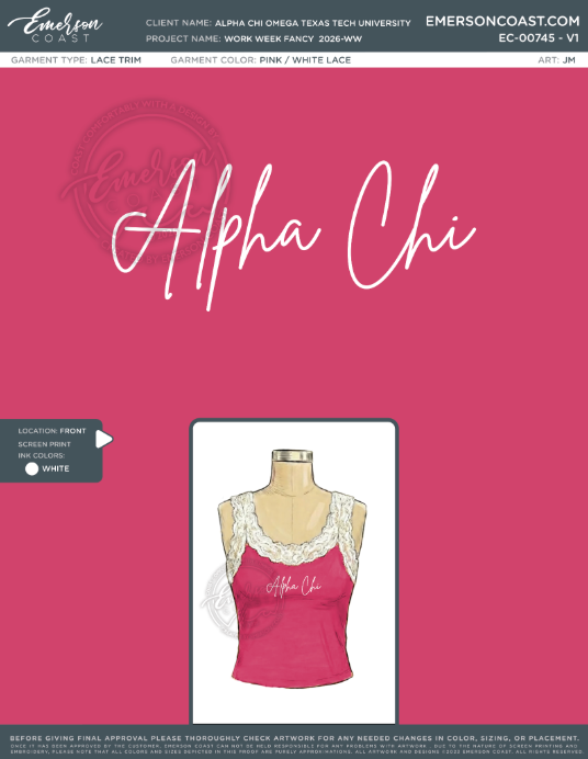 EC-00745 Alpha Chi Omega Texas Tech University work week fancy 2026-WW