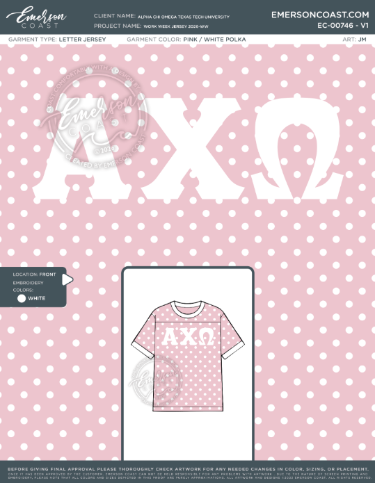 EC-00746 Alpha Chi Omega Texas Tech University work week jersey 2026-WW