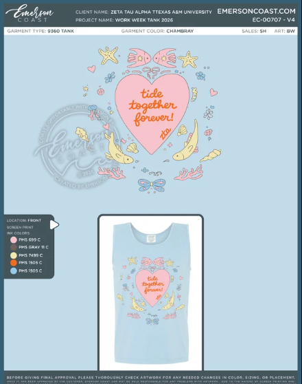 EC-00707 Zeta Tau Alpha Texas A&M University Work Week Tank 2026-WW