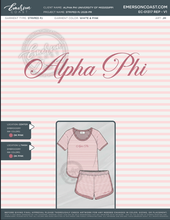 EC-01317 REP Alpha Phi University of Mississippi Pajamas 2026-PR