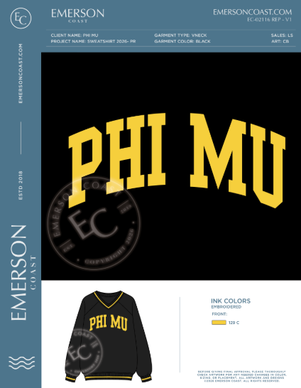 EC-02116 REP Phi Mu University of Missouri Vneck Sweatshirt 2026- PR
