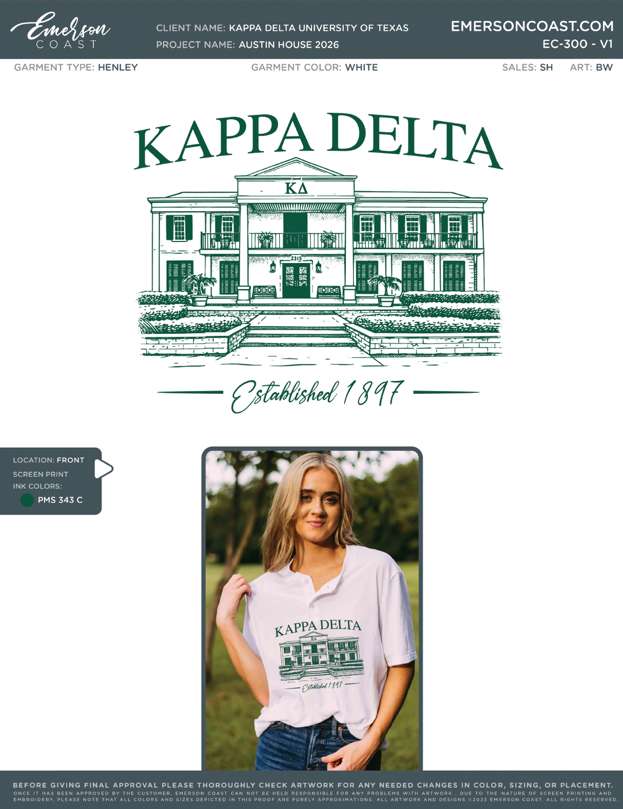 EC-300 REP Kappa Delta University of Texas at Austin House 2026 PR-REORDER