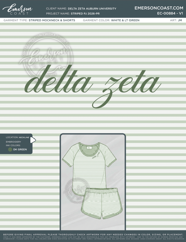 EC-00884 Delta Zeta Auburn University PJ Sets 2026-WW