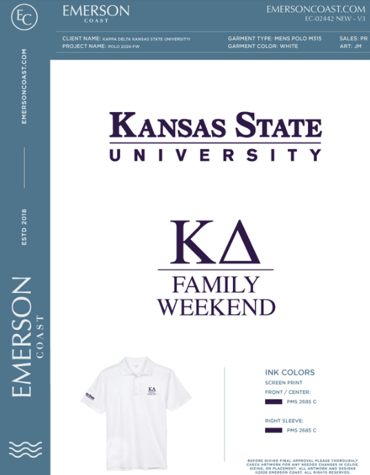 EC-02442 NEW Kappa Delta Kansas State University Polo 2026-FW