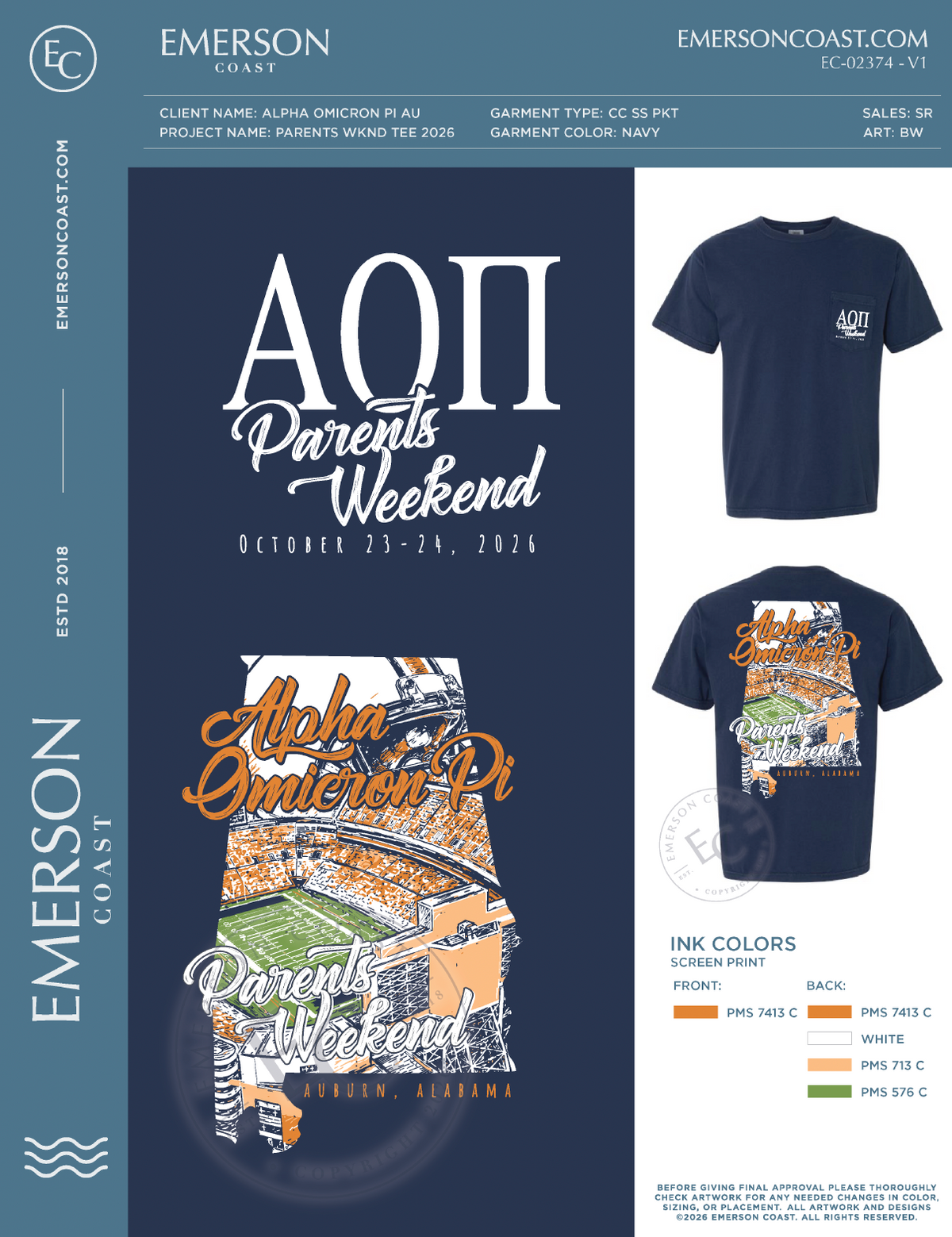 EC-02374 REP Alpha Omicron Pi Auburn University Parents Wknd Tee 2026-FW - TRUE NAVY