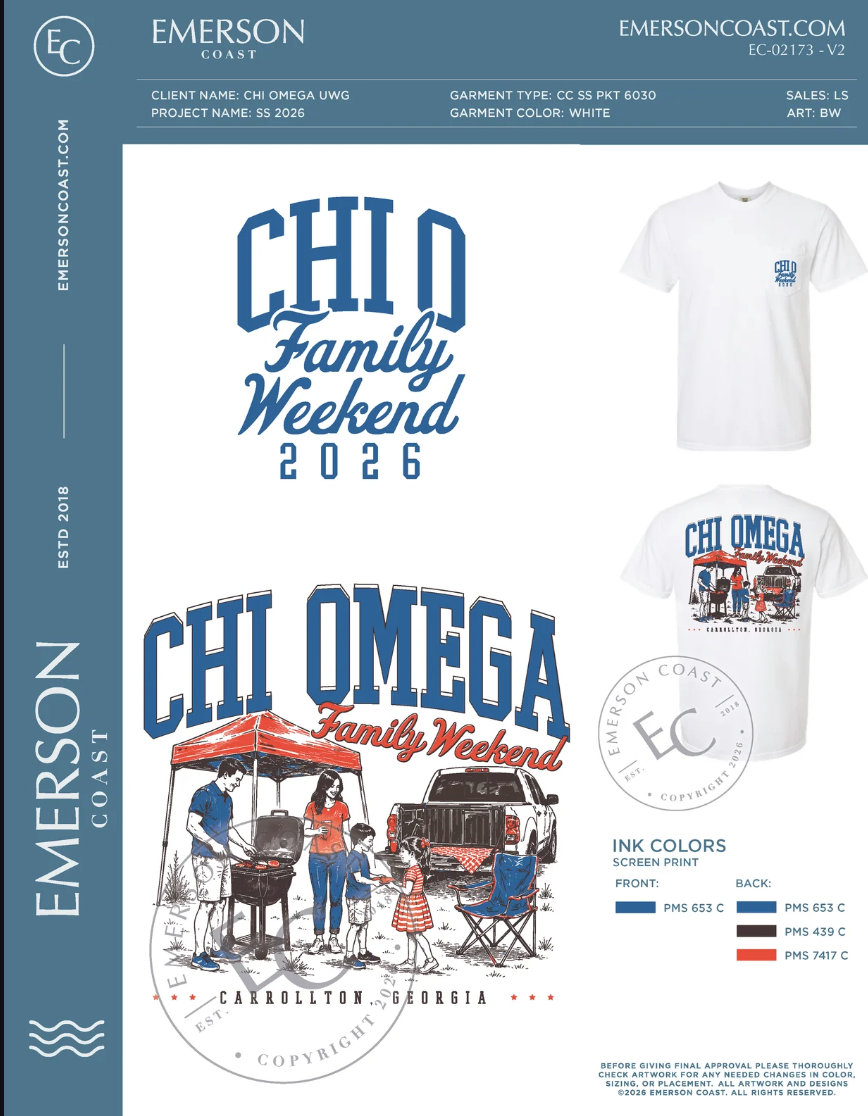 EC-02173 REP | Chi Omega University of West Georgia - Family Weekend Tee 2026- FW