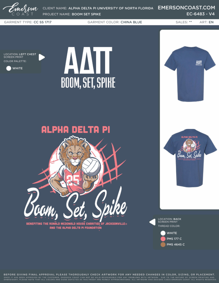EC-6483 NEW Alpha Delta Pi North Florida Boom Set Spike 2025-PHIL