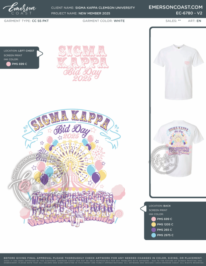 EC-6780 NEW Sigma Kappa Clemson University New Member 2025-BD