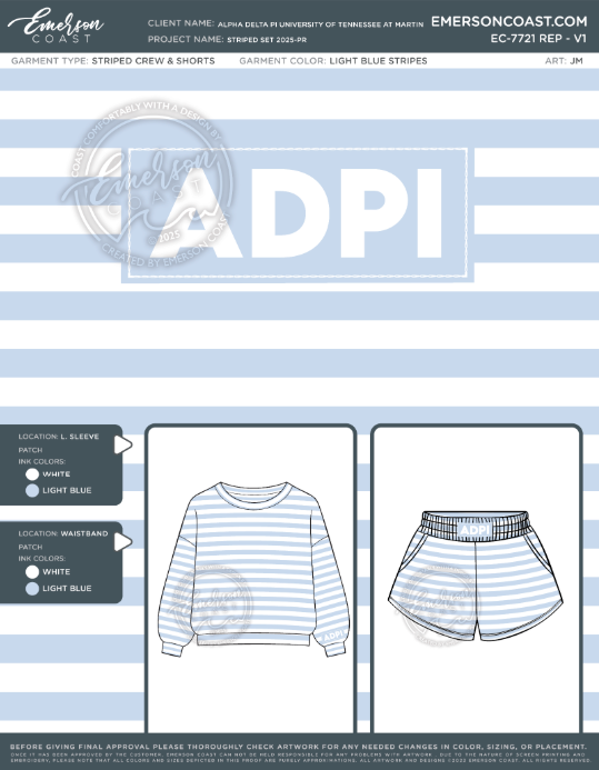 EC-7721 REP Alpha Delta Pi University of Tennessee at Martin Striped Set 2025-PR