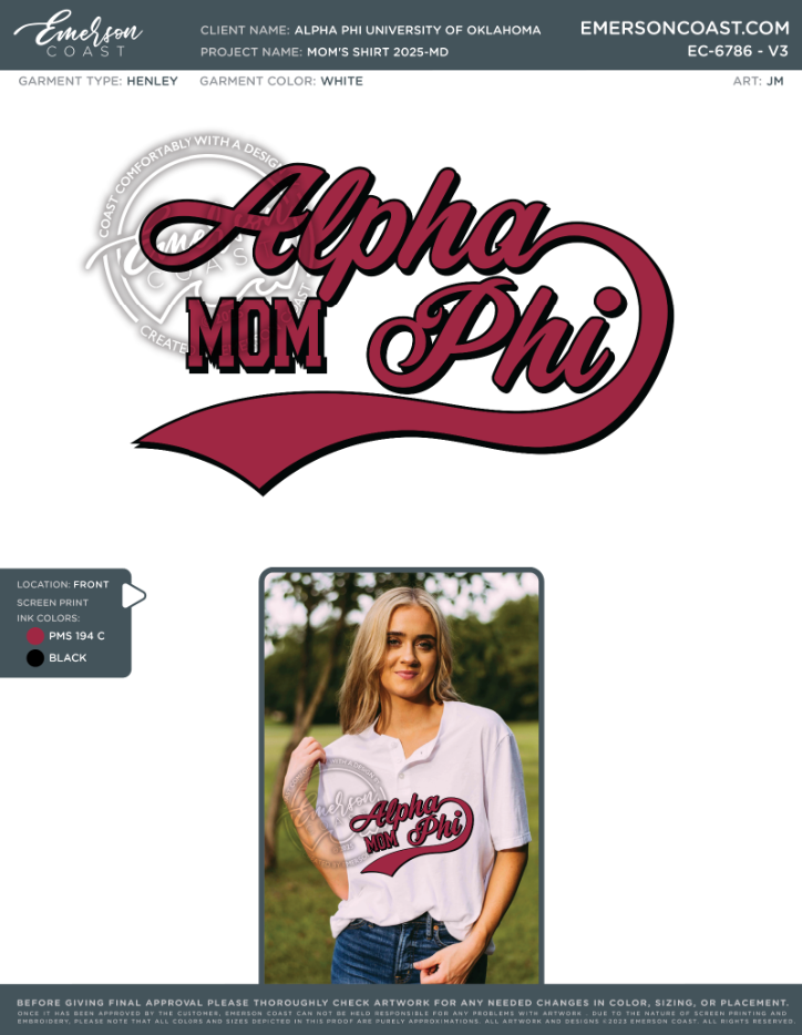 EC-6786 Alpha Phi University of Oklahoma Mom's shirt 2025-MD