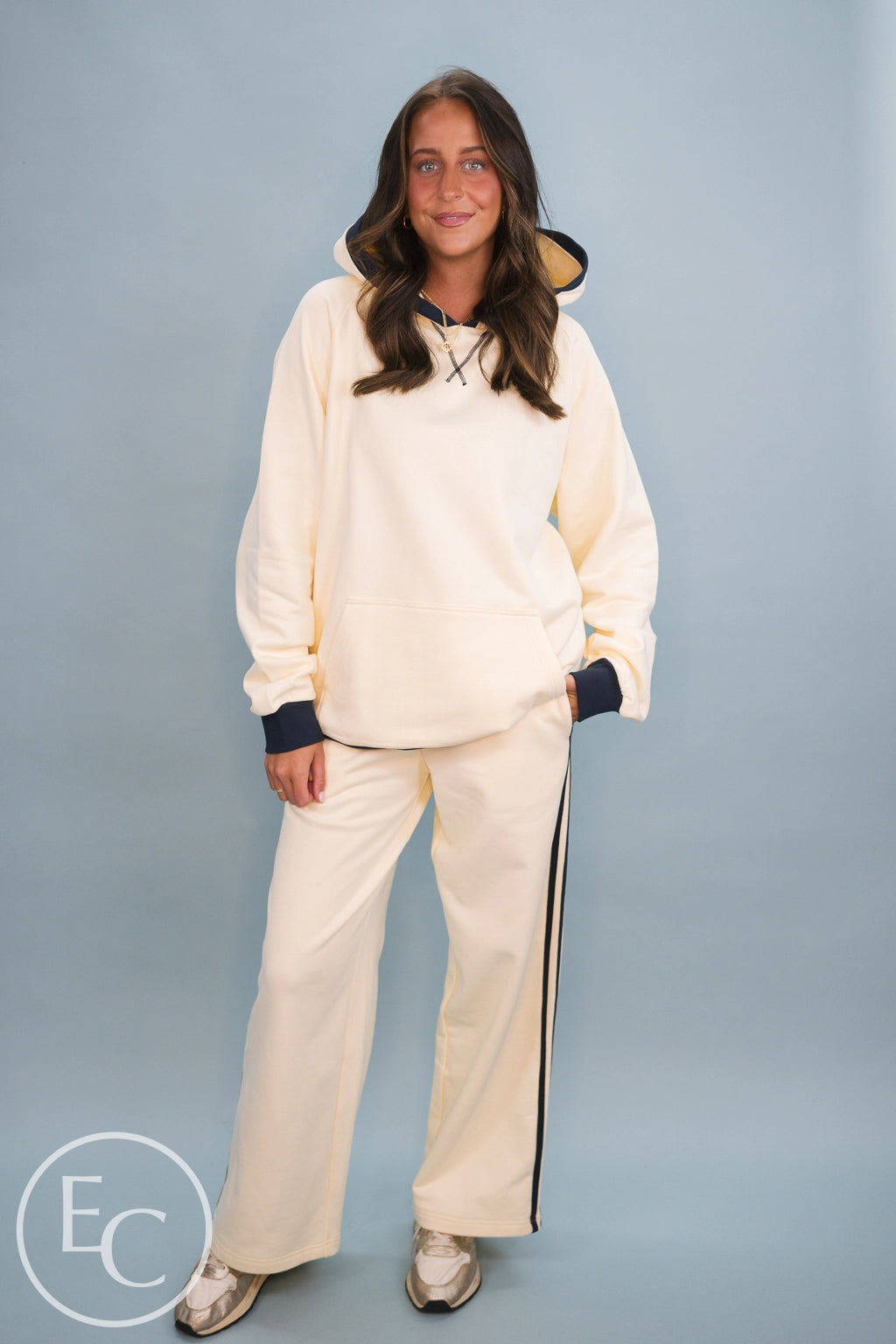 Emerson Coast Sideline Raglan Hoodie & Double-Stripe Wide Leg Pants