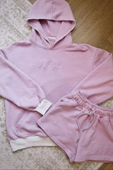 Pi Phi Embossed Lilac Hoodie and Shorts Set
