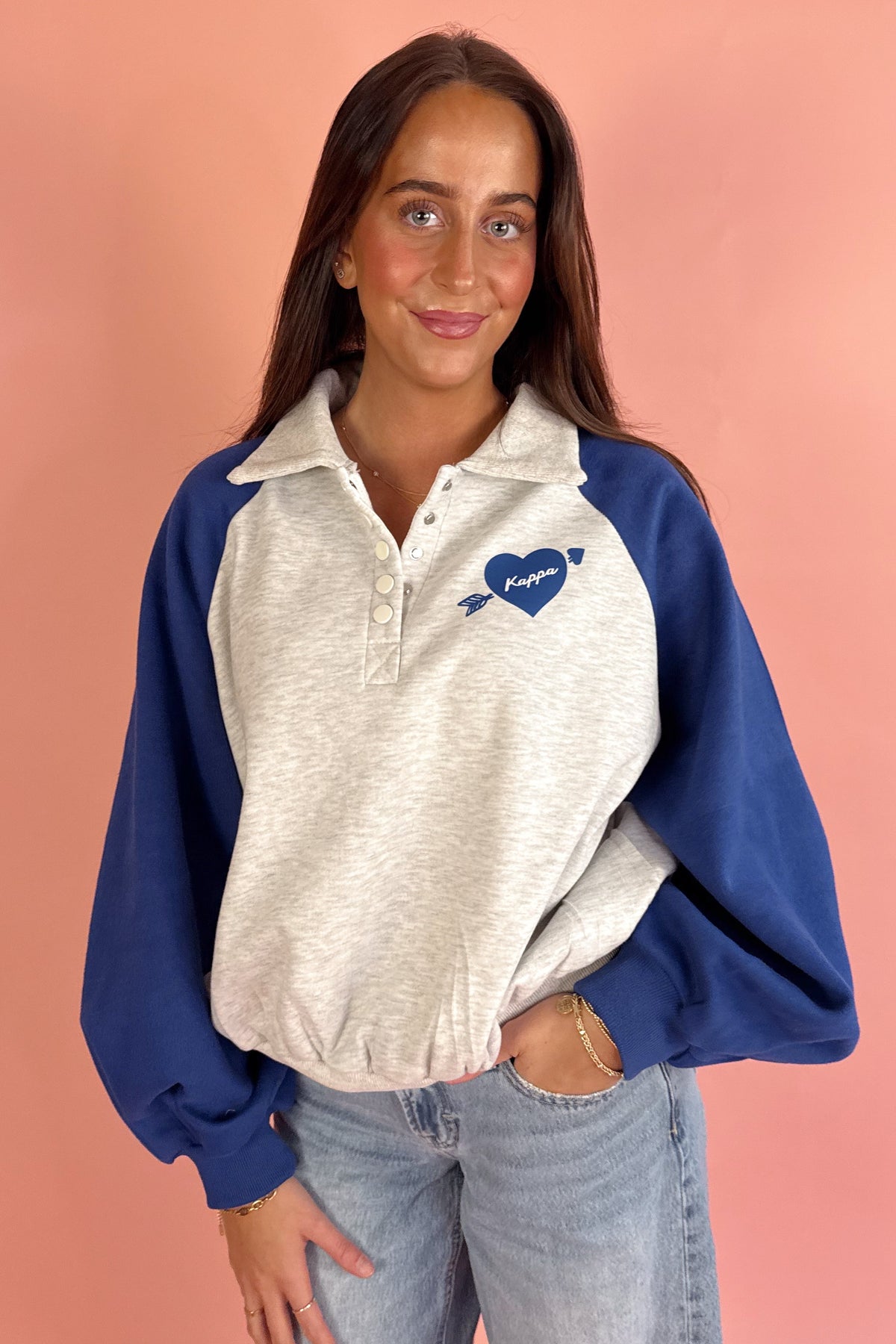 Kappa Blue Colorblock Polo Sweatshirt