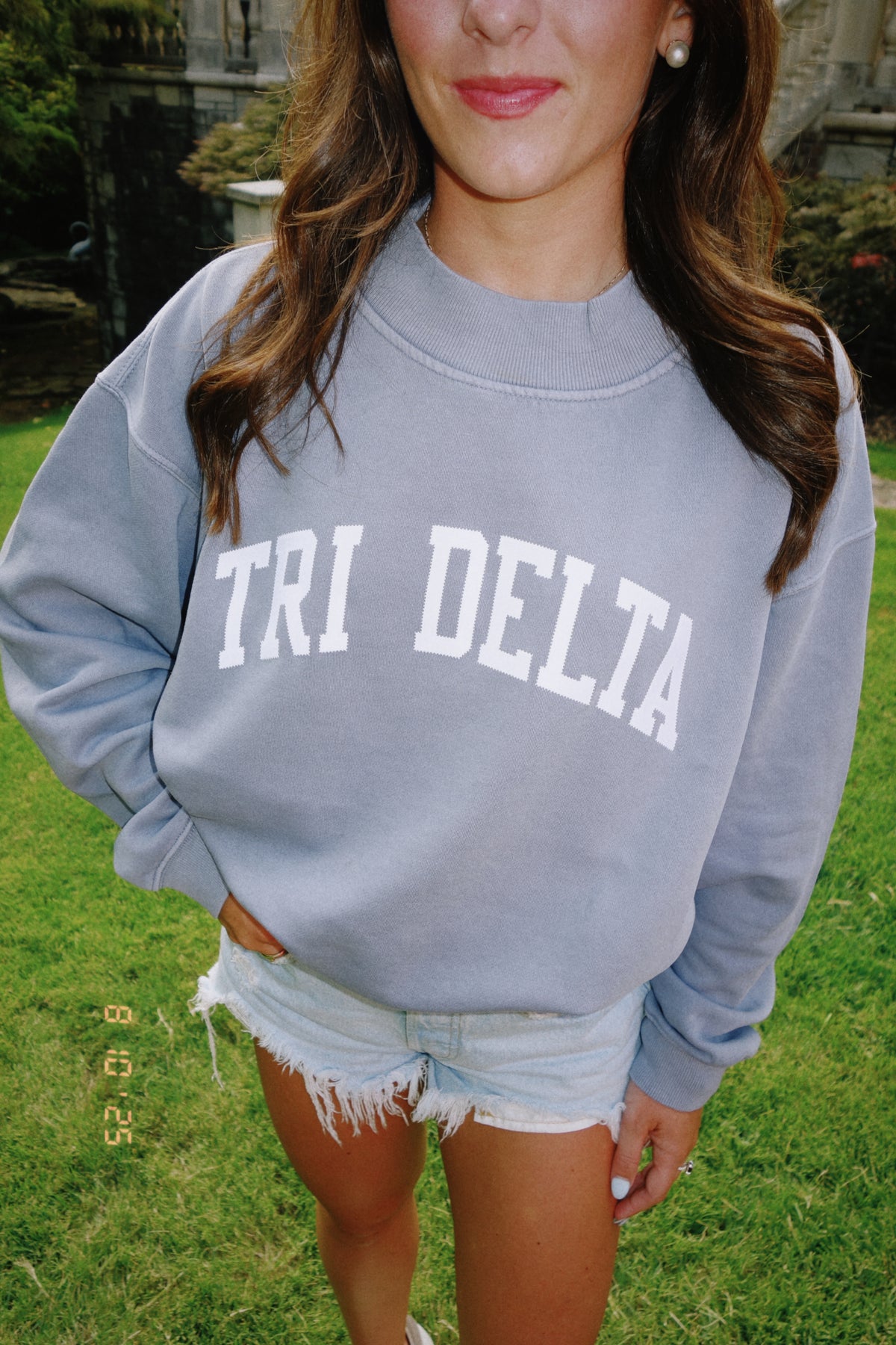 Tri Delta Blue Mock Neck Sweatshirt