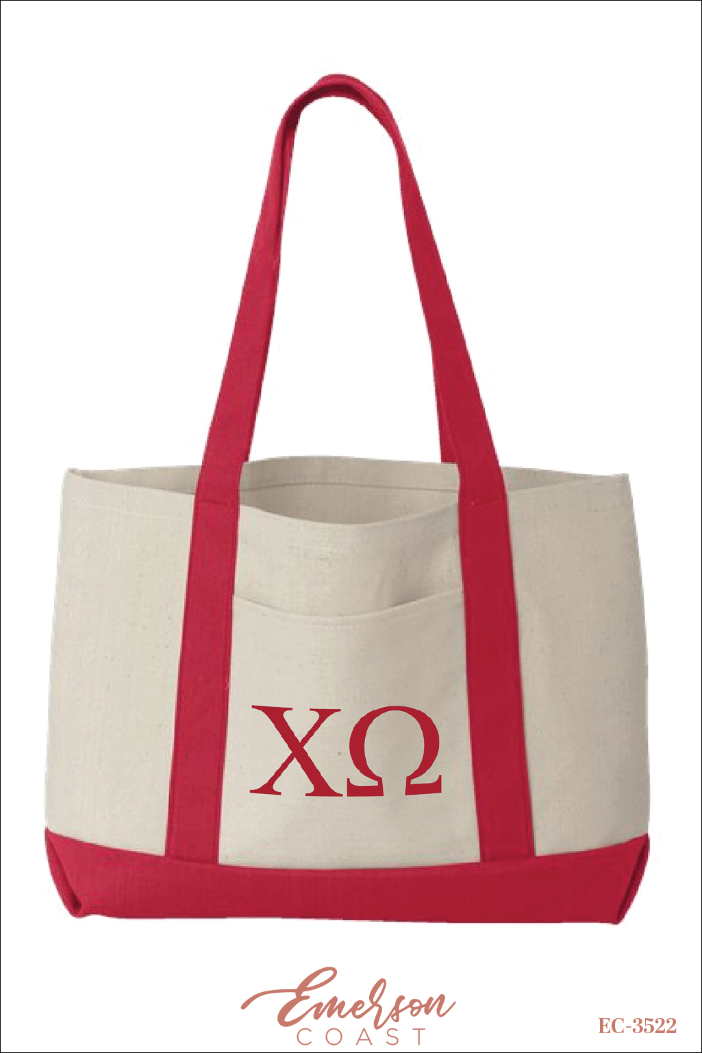 Chi Omega Red Greek Letter Tote