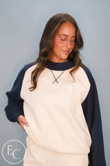 Emerson Coast Varsity Raglan Crewneck & Double Stripe Wide Leg Pant
