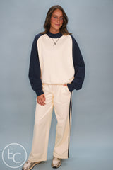 Emerson Coast Varsity Raglan Crewneck & Double Stripe Wide Leg Pant