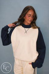 Emerson Coast Varsity Raglan Crewneck & Double Stripe Wide Leg Pant