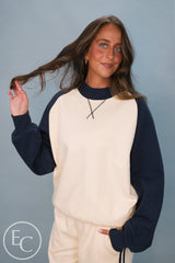 Emerson Coast Varsity Raglan Crewneck & Double Stripe Wide Leg Pant