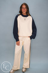 Emerson Coast Varsity Raglan Crewneck & Double Stripe Wide Leg Pant