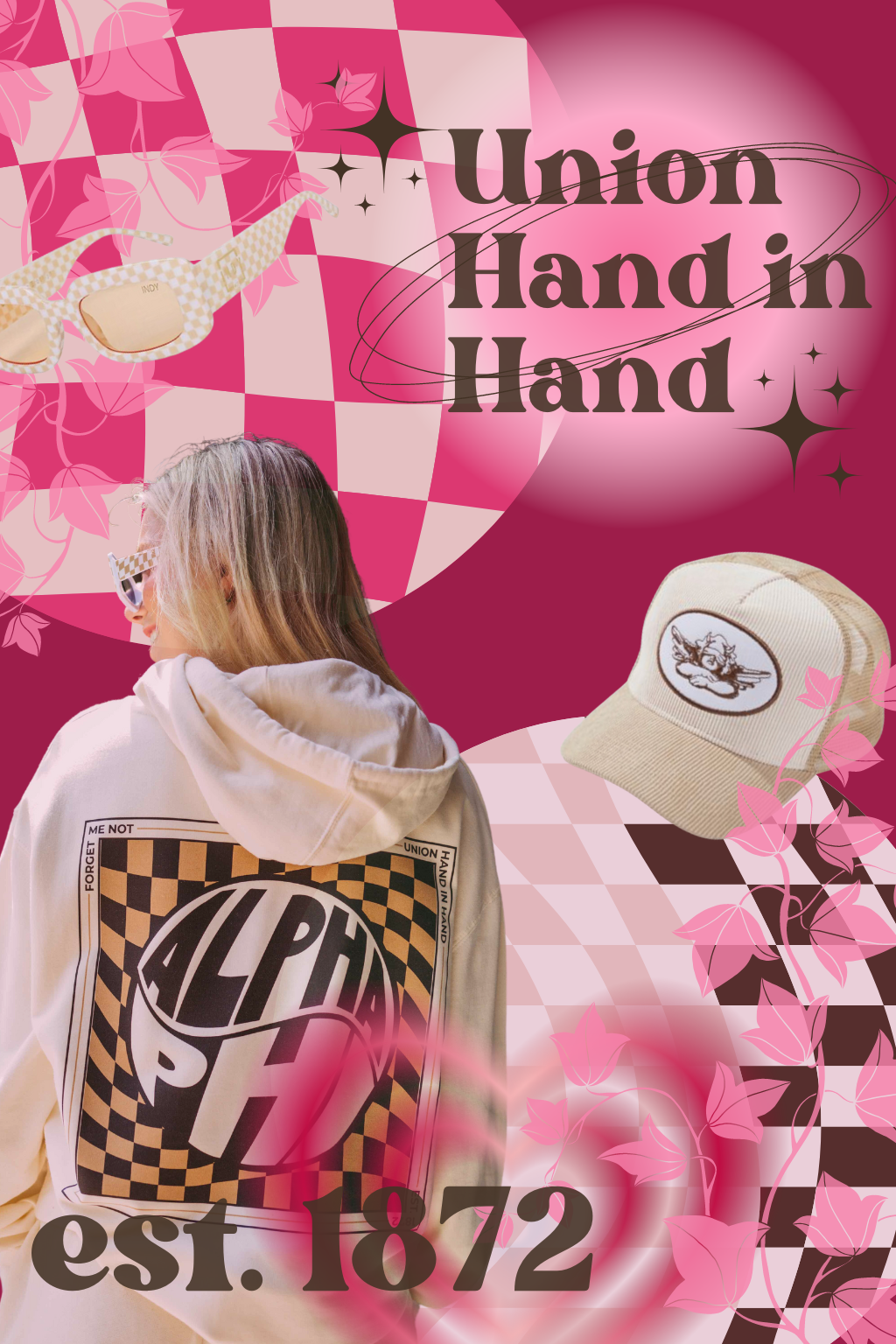 Alpha Phi Trippy Checkered Hoodie