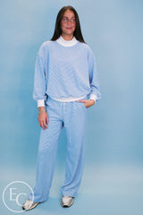 Emerson Coast Blue/White Striped Mockneck and Pants Set