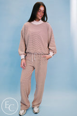 Emerson Coast Tan/Cream Striped Mockneck and Pants Set