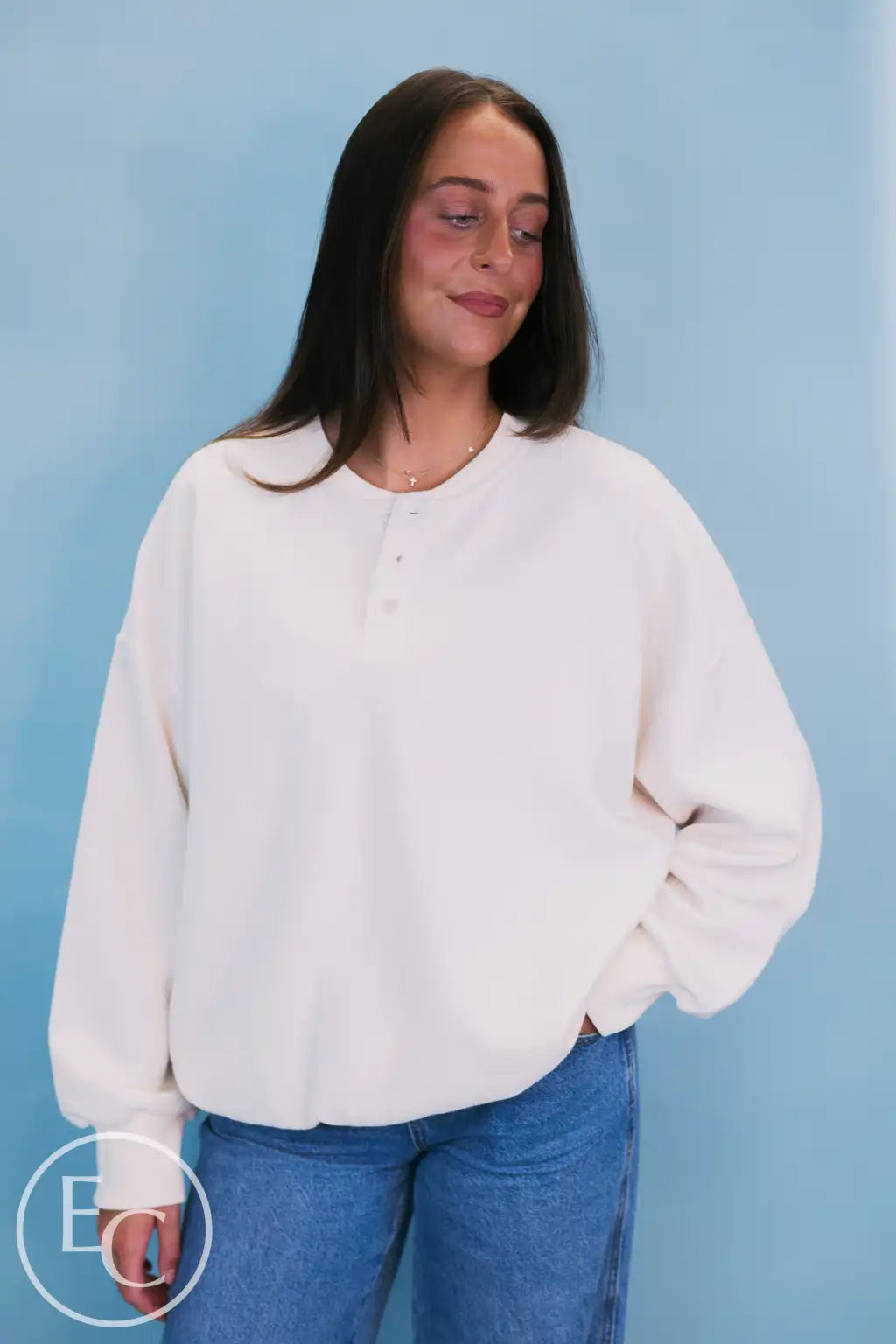 Emerson Coast Waffle Knit Henley Sweatshirt