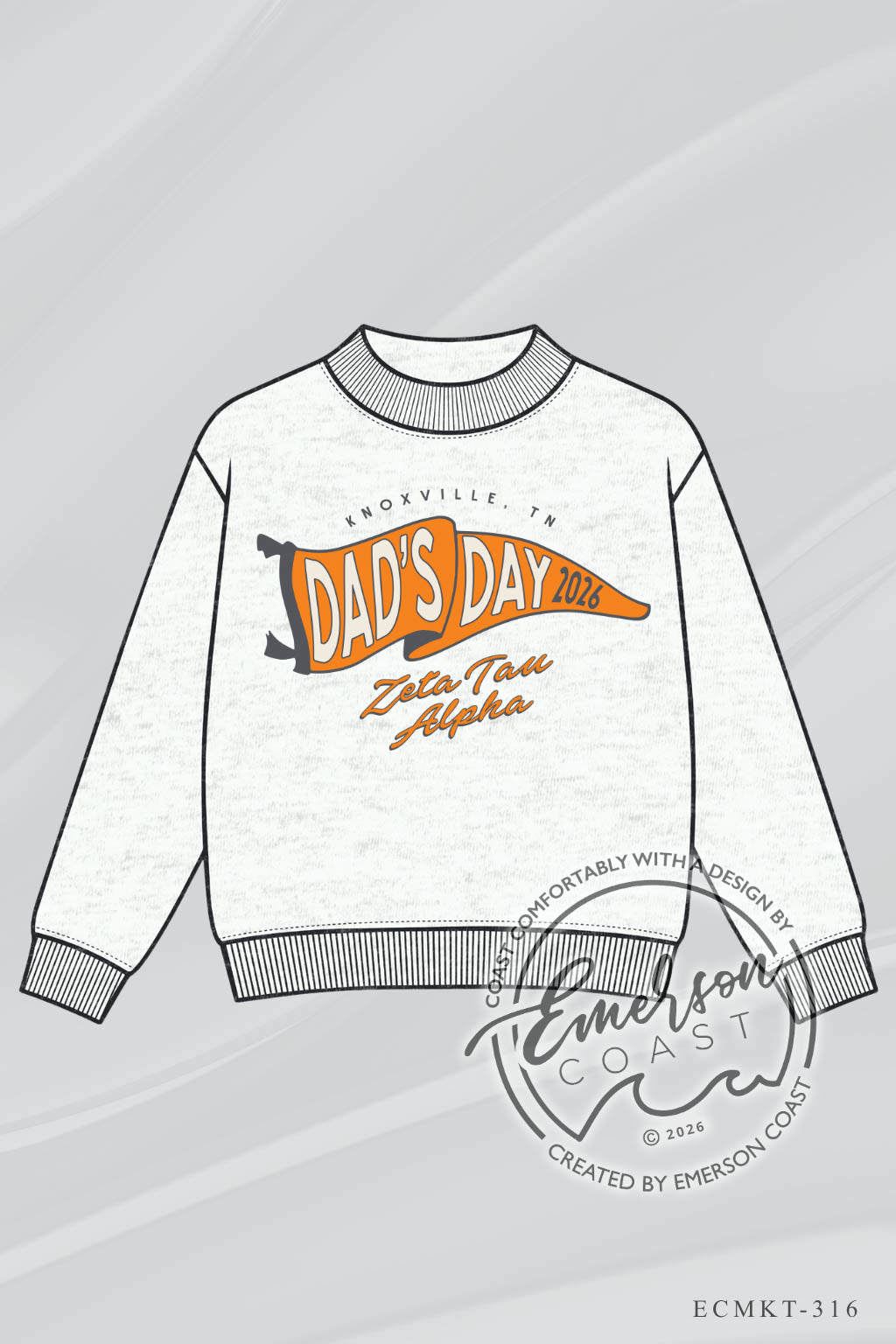 Zeta Tau Alpha Tennessee Dad's Day Classic Grey Mock Neck