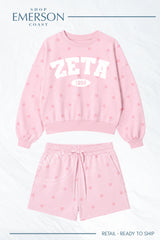 Zeta Varsity Pink Polka Dot Patch Set