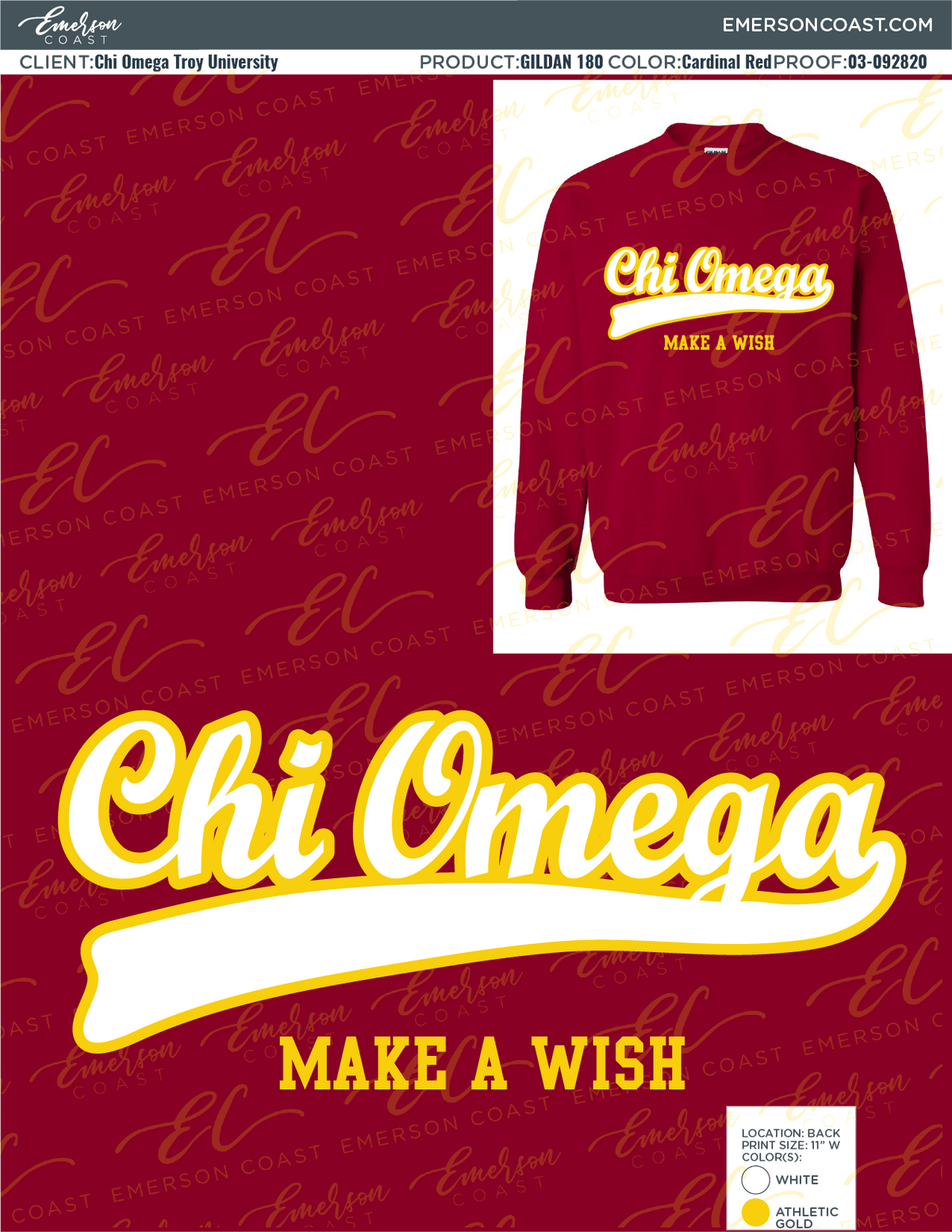 03-092820 Chi Omega Troy University Sweatshirt 2002-01