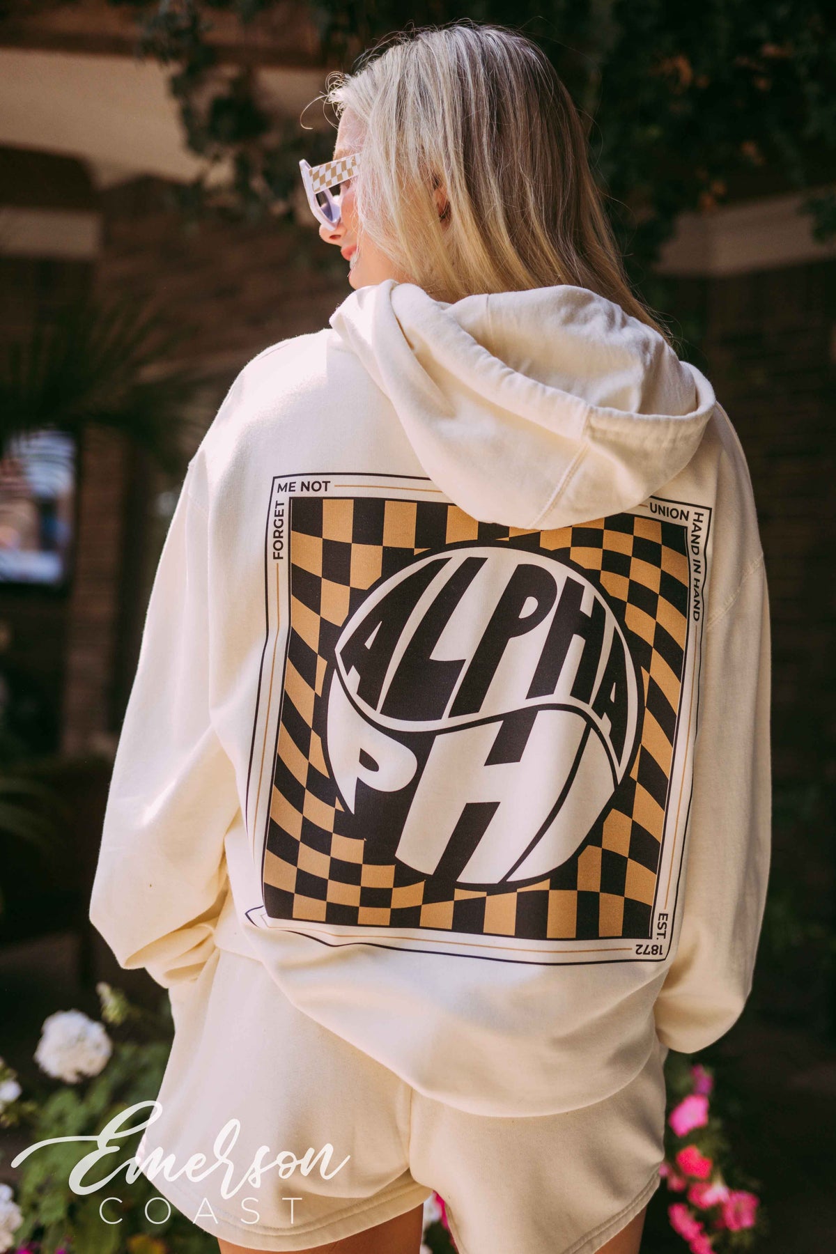 Alpha Phi Trippy Checkered Hoodie