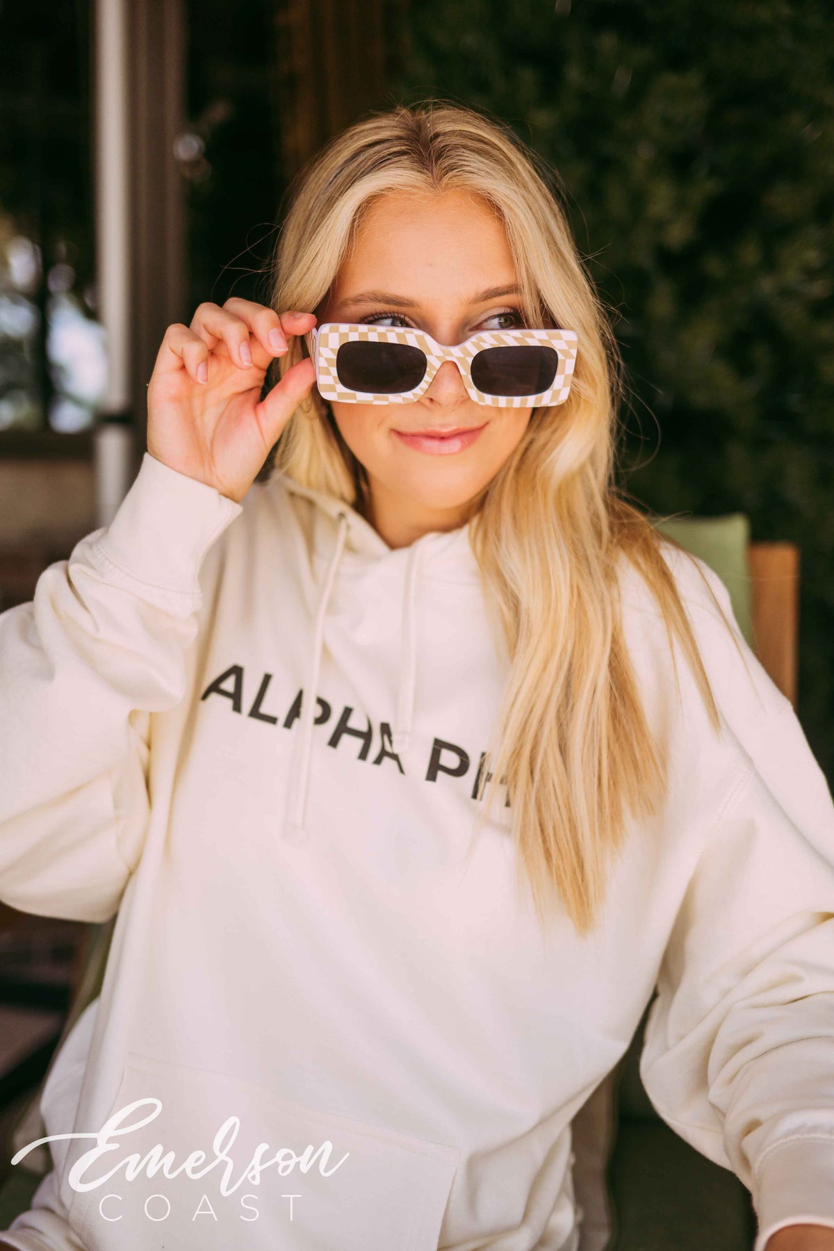 Alpha Phi Trippy Checkered Hoodie