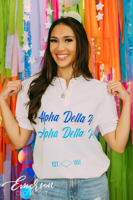 Alpha Delta Pi Short Sleeve Henley