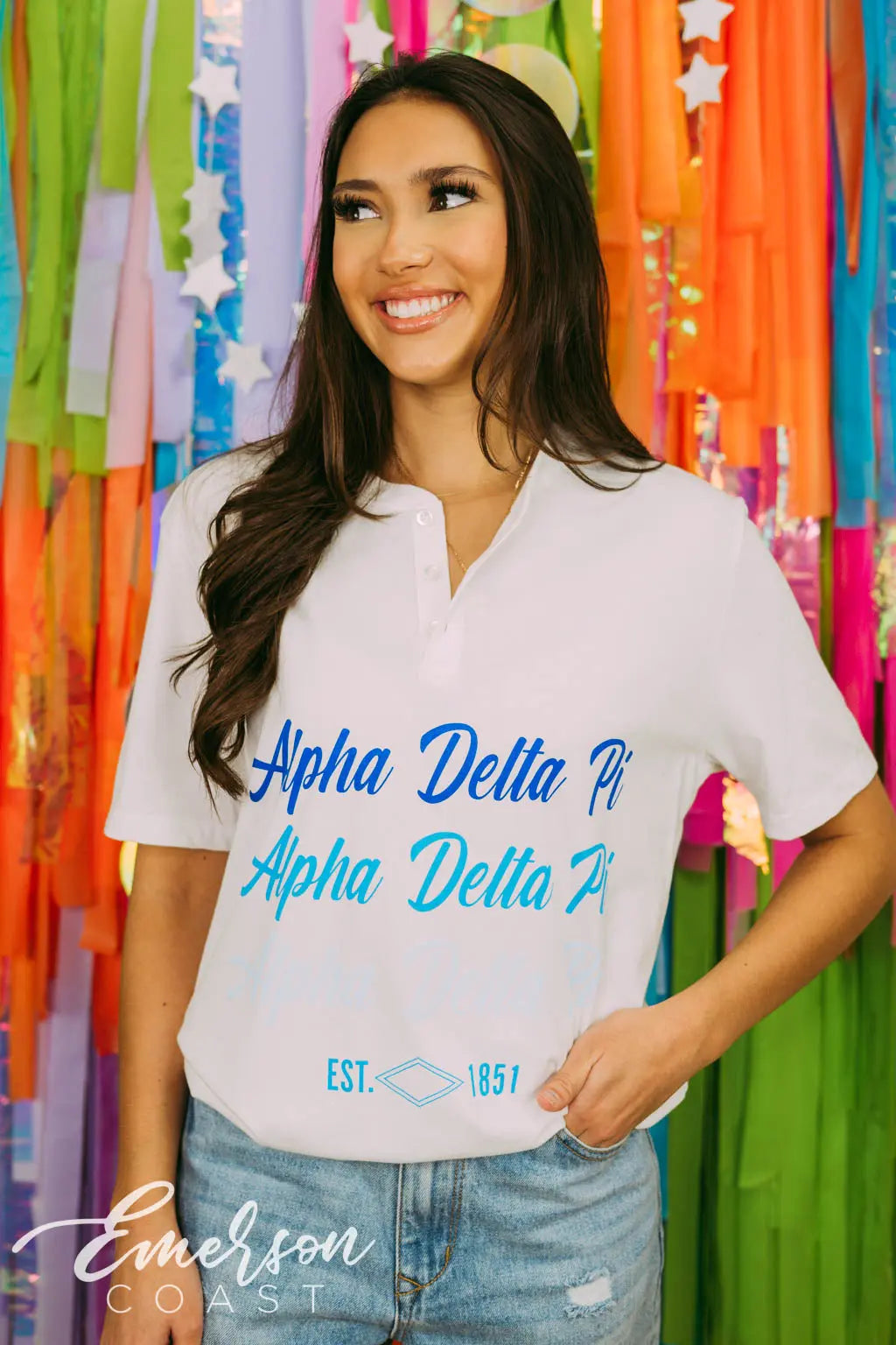 Alpha Delta Pi Short Sleeve Henley