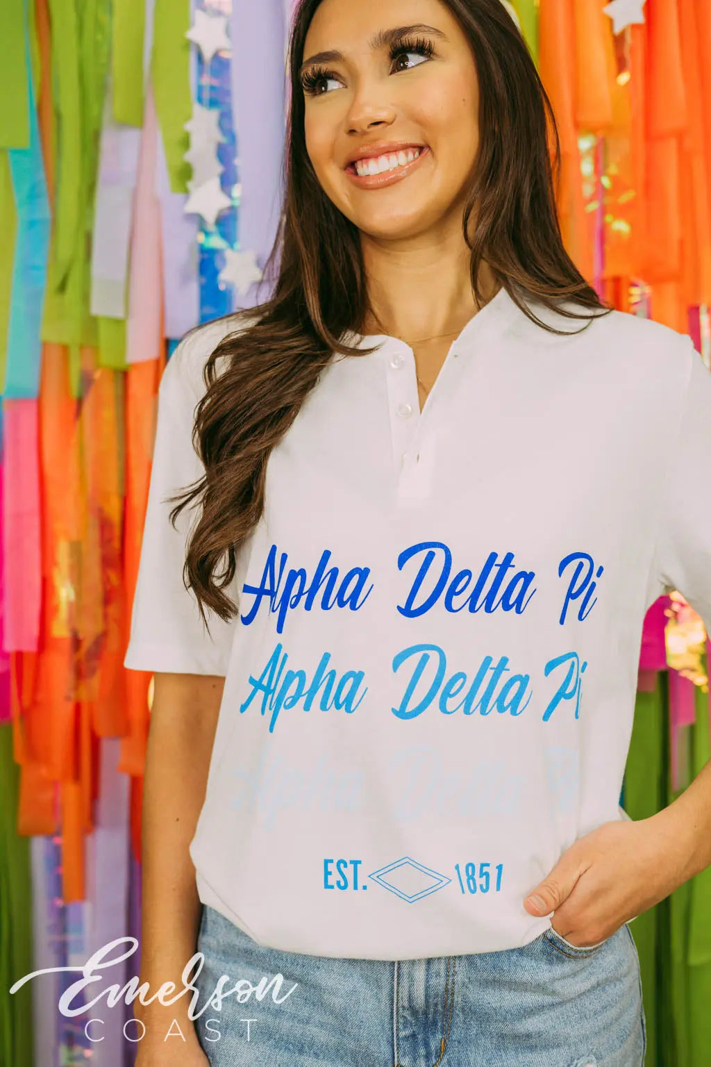 Alpha Delta Pi Short Sleeve Henley