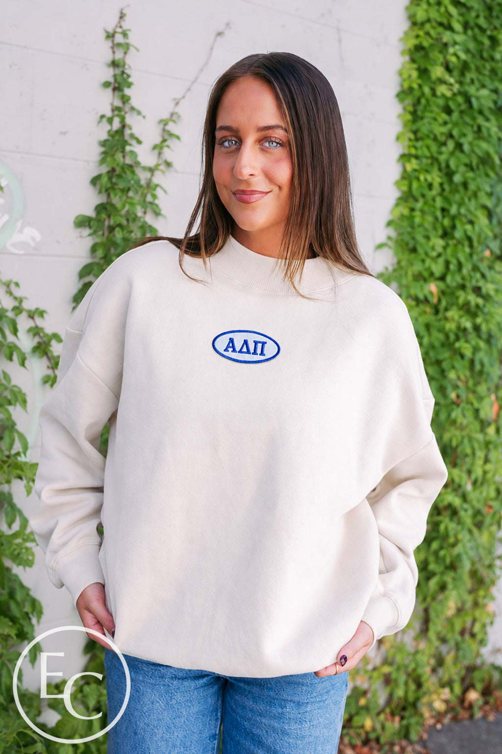 Alpha Delta Pi Oval Patch Mockneck