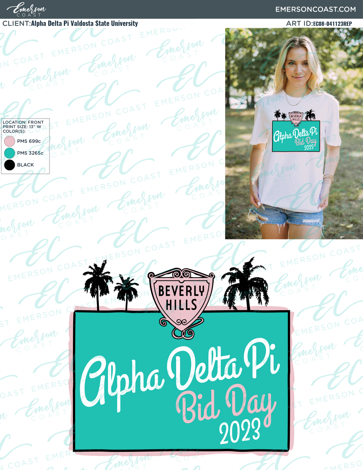 Alpha Delta Pi Beverly Hills Bid Day Tee
