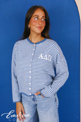 Alpha Delta Pi Blue Striped Cardigan