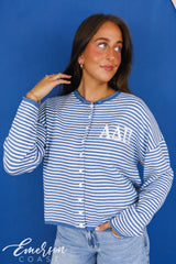 Alpha Delta Pi Blue Striped Cardigan
