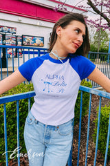 Alpha Delta Pi Royal Blue Bow Baby Tee